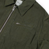 Zip Blouson In Green High Density Cotton And Hemp