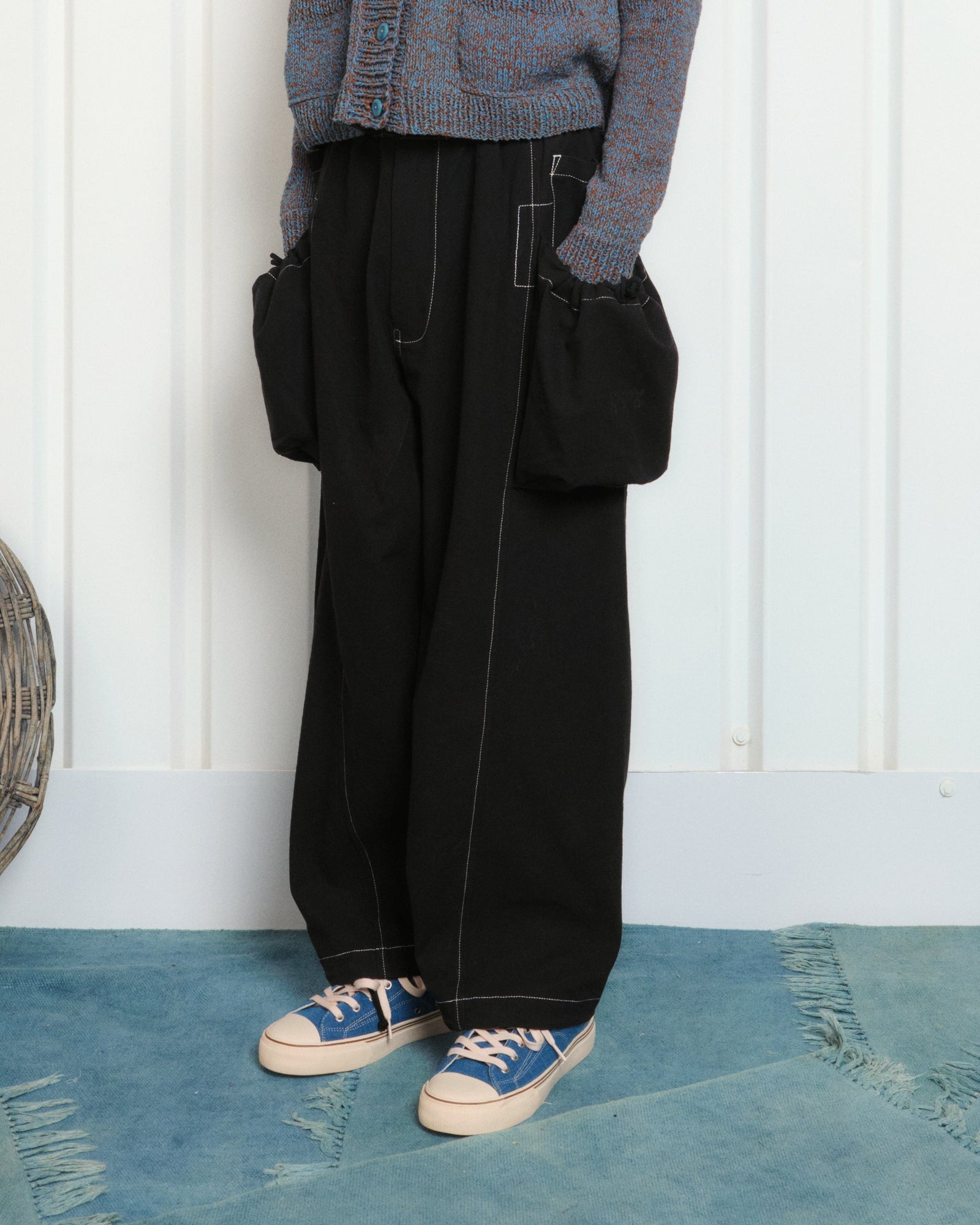 Salt Pants Black Slub Contrast