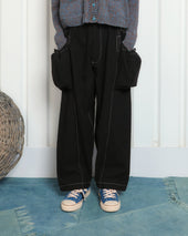 Salt Pants Black Slub Contrast