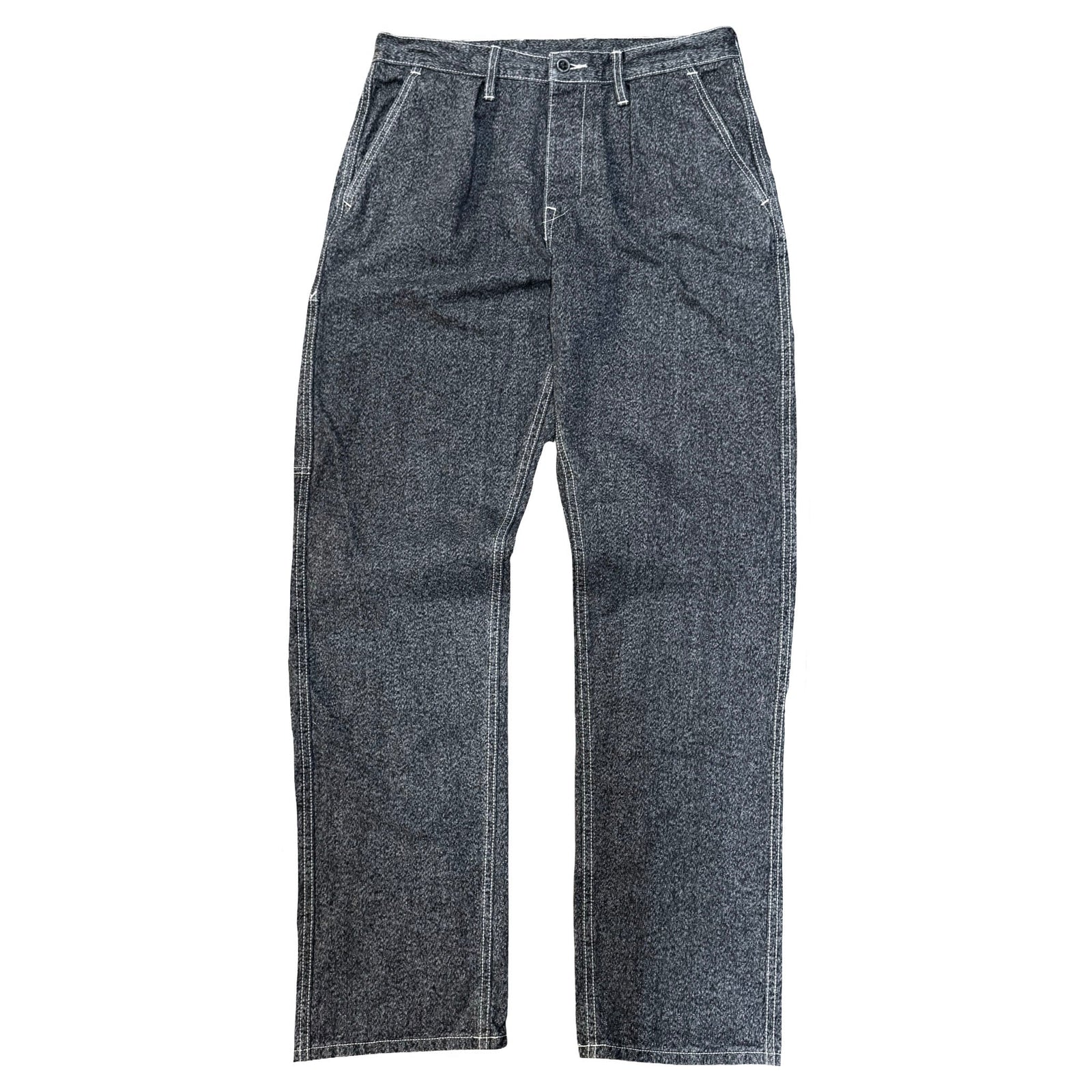Japanese Salt And Pepper Twill Wide Leg Single Pleat 40 S Work Trouser