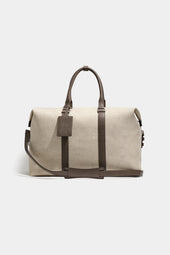 Sand canvas & leather weekender bag - Made in Italy