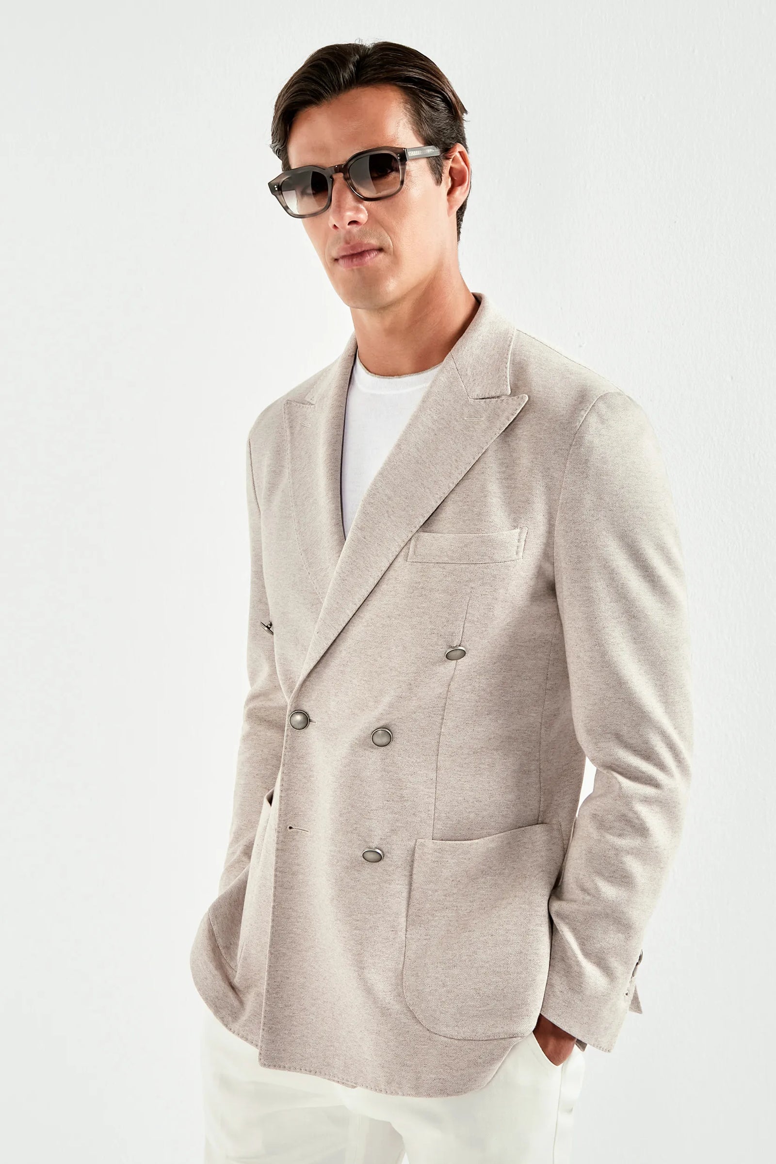 Double Breasted Jersey Jacket Made In Italy
