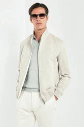 Linen And Cotton Bomber Made In Italy