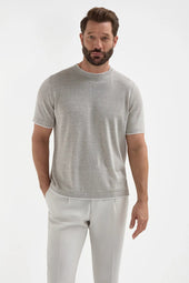 Sand linen and cotton t-shirt - Made in Italy