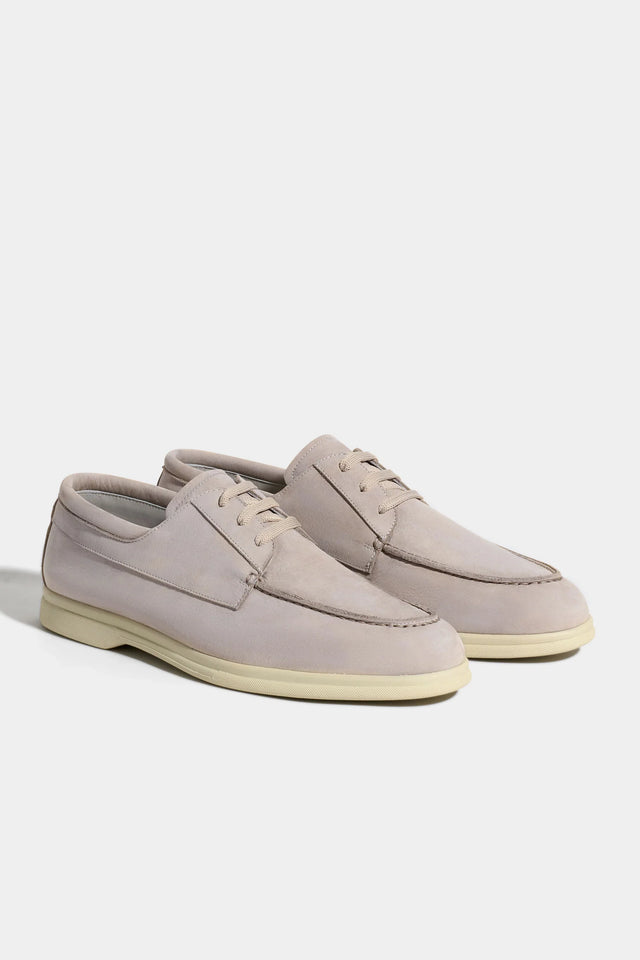 Sand nabuk boat loafers - Made in Italy