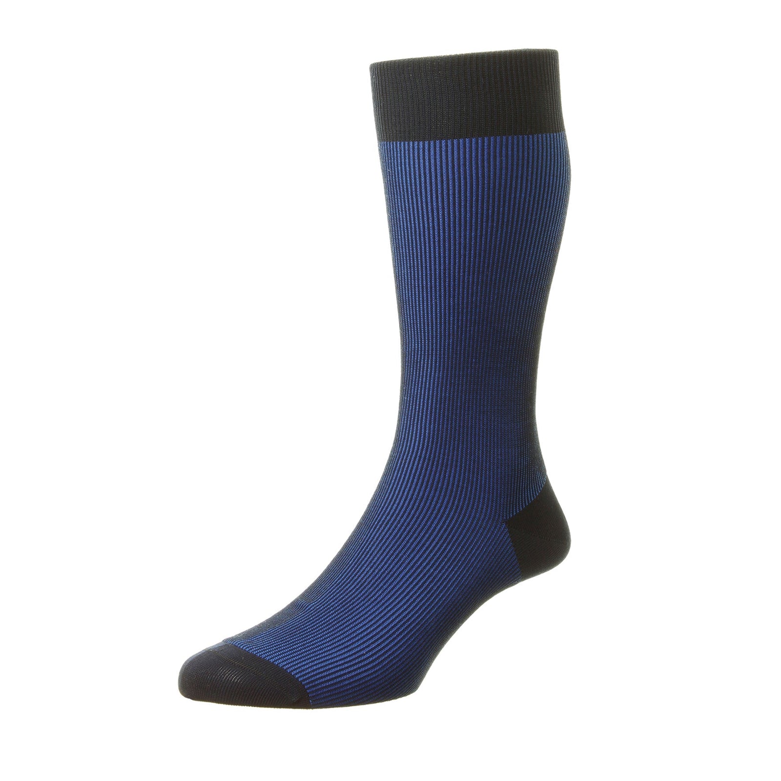 Seaton Navy Shadow Rib Cotton Sock