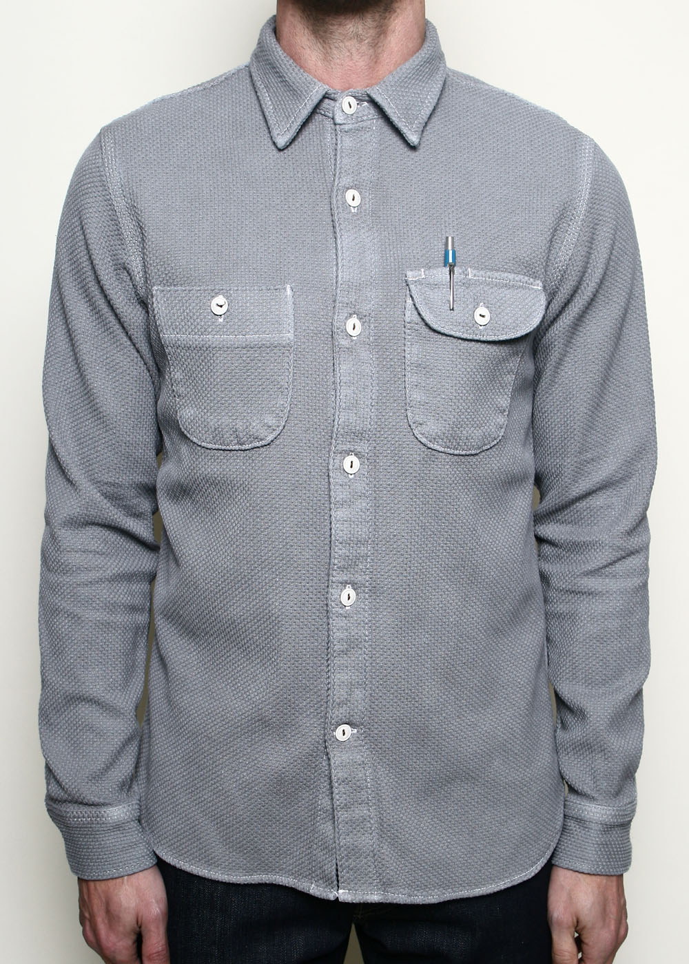 Work Shirt Dyed Grey Sashiko