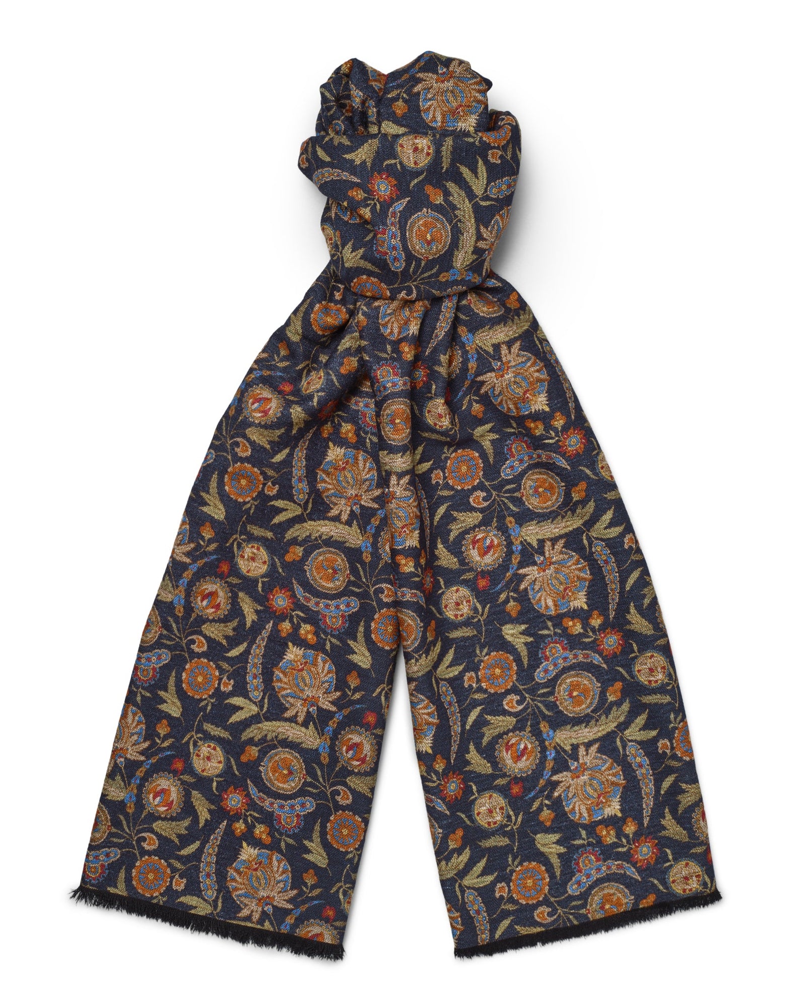Midnight Floral Brushed Silk Scarf