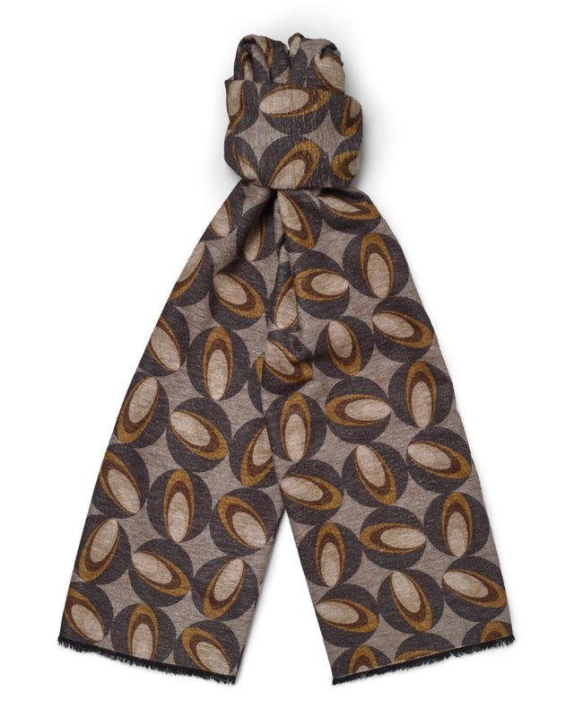 Oatmeal Printed Brushed Silk Scarf