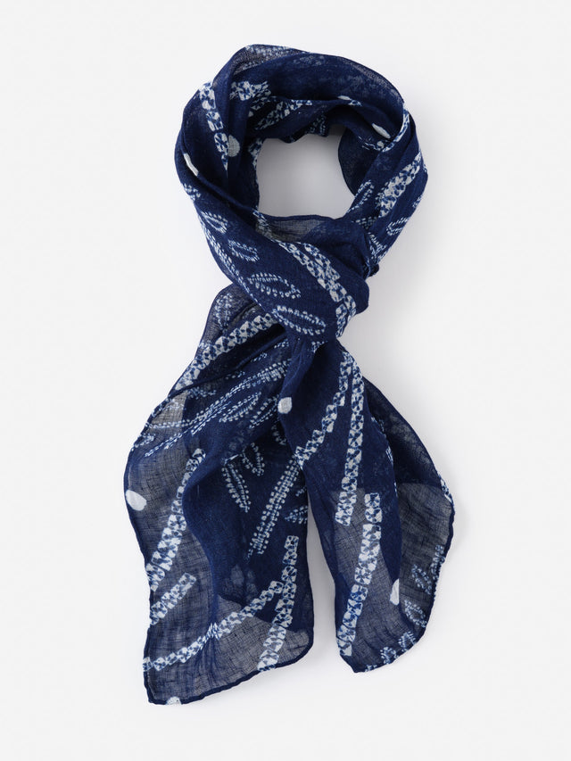 Navy/Lt_Blue Shibori Leaves Scarf Men's Linen Scarf | Men's Scarves | J.McLaughlin
