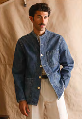 Mason Collarless Jacket Washed 50 52