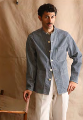 Mason Collarless Jacket Hickory Stripe 50 52 54