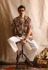 Miami Camp Shirt Dark Cinnamon Print 50 52