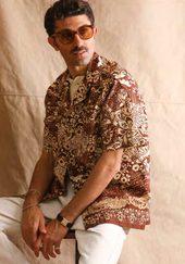 Miami Camp Shirt Dark Cinnamon Print 50 52