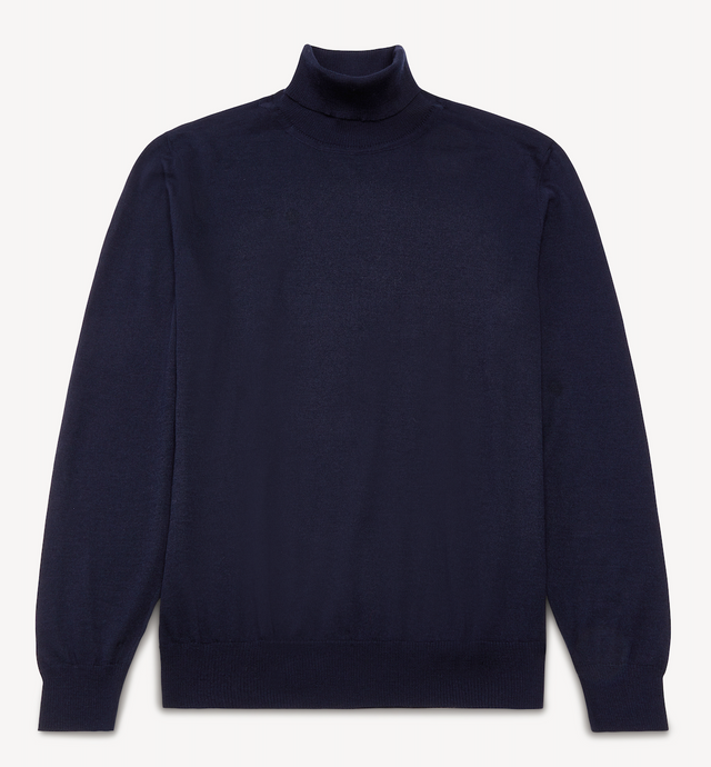 Navy Merino Knit Roll Neck