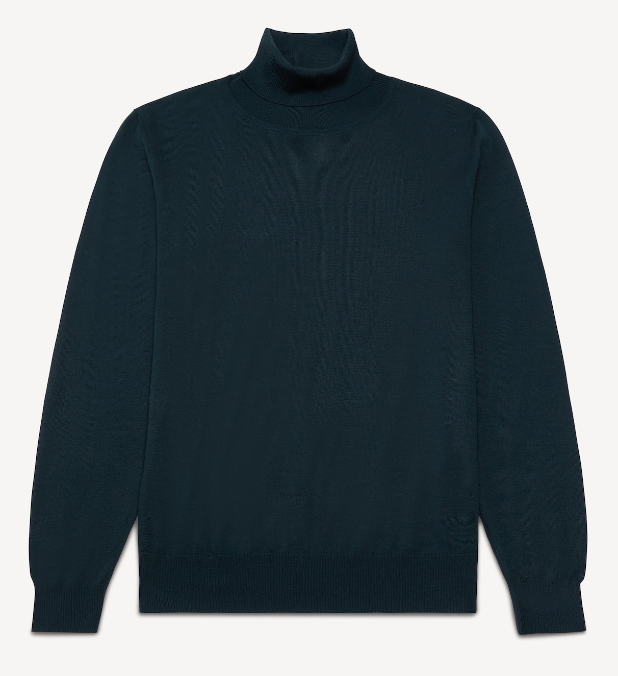 Tartan Green Merino Knit Roll Neck