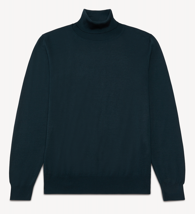 Tartan Green Merino Knit Roll Neck