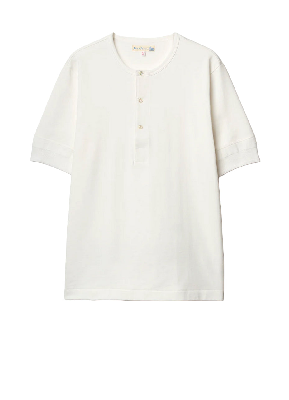 GOOD ORIGINALS | Loopwheeled Short Sleeve Henley | White