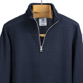 Quarter Zip Pullover In Signature Big Waffle Knit Cotton And Recycled Polyester