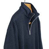 Quarter Zip Pullover In Signature Big Waffle Knit Cotton And Recycled Polyester
