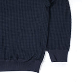 Quarter Zip Pullover In Signature Big Waffle Knit Cotton And Recycled Polyester