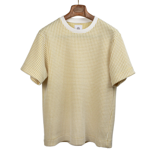 Crewneck tee in yelow big waffle cotton mix knit