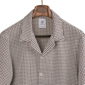 Open Collar Shirt In Big Waffle Cotton Mix Knit