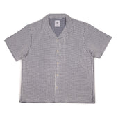 Open Collar Shirt In Big Waffle Cotton Mix Knit