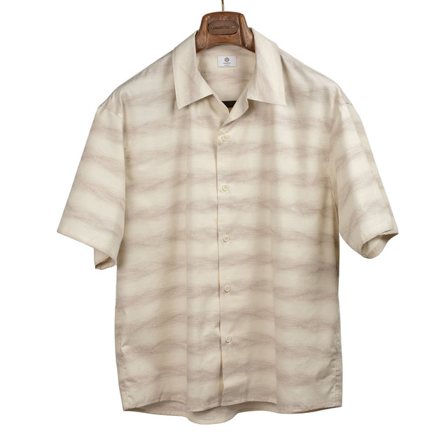 Short sleeve shirt in soft washed brown wave cotton