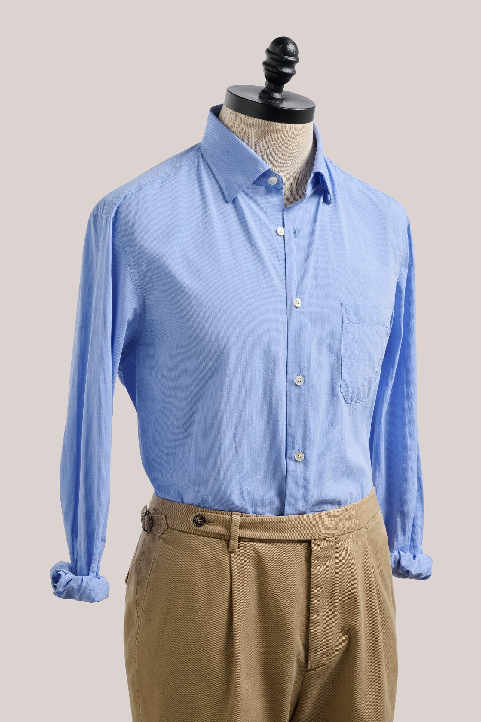Bronte Lightweight Summer Shirt Cornflower Seersucker