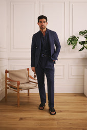 Somelos Striped Blue Linen Shirt