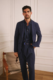 Somelos Striped Blue Linen Shirt