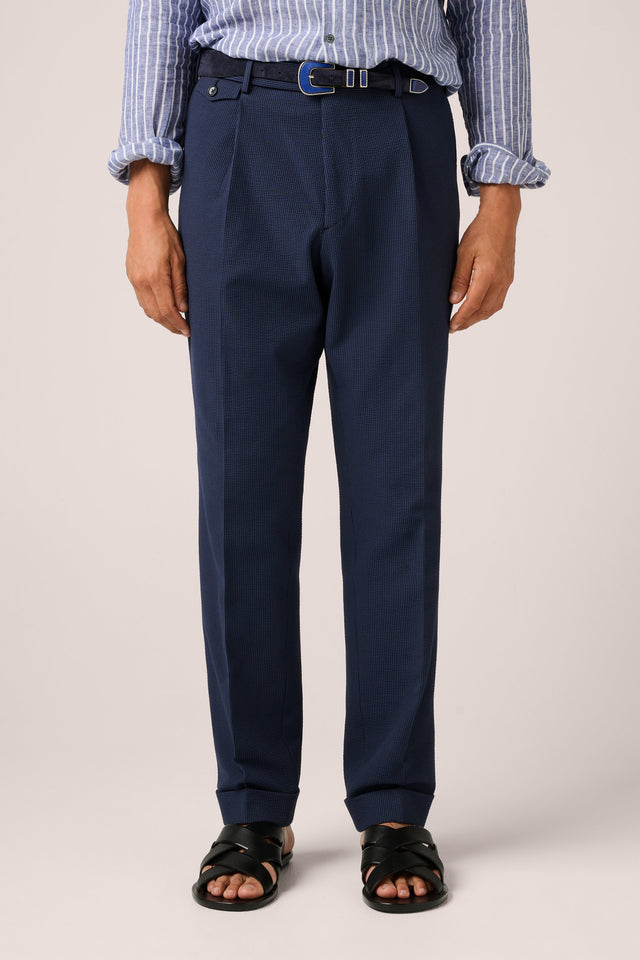 Seersucker Trousers - Navy