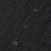 Comfy Shirt Jacket In Dark Blue Overdyed Check Cotton And Linen