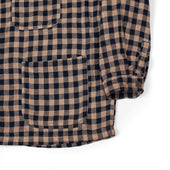 Comfy Shirt Jacket In Persimmon Overdyed Check Cotton And Linen