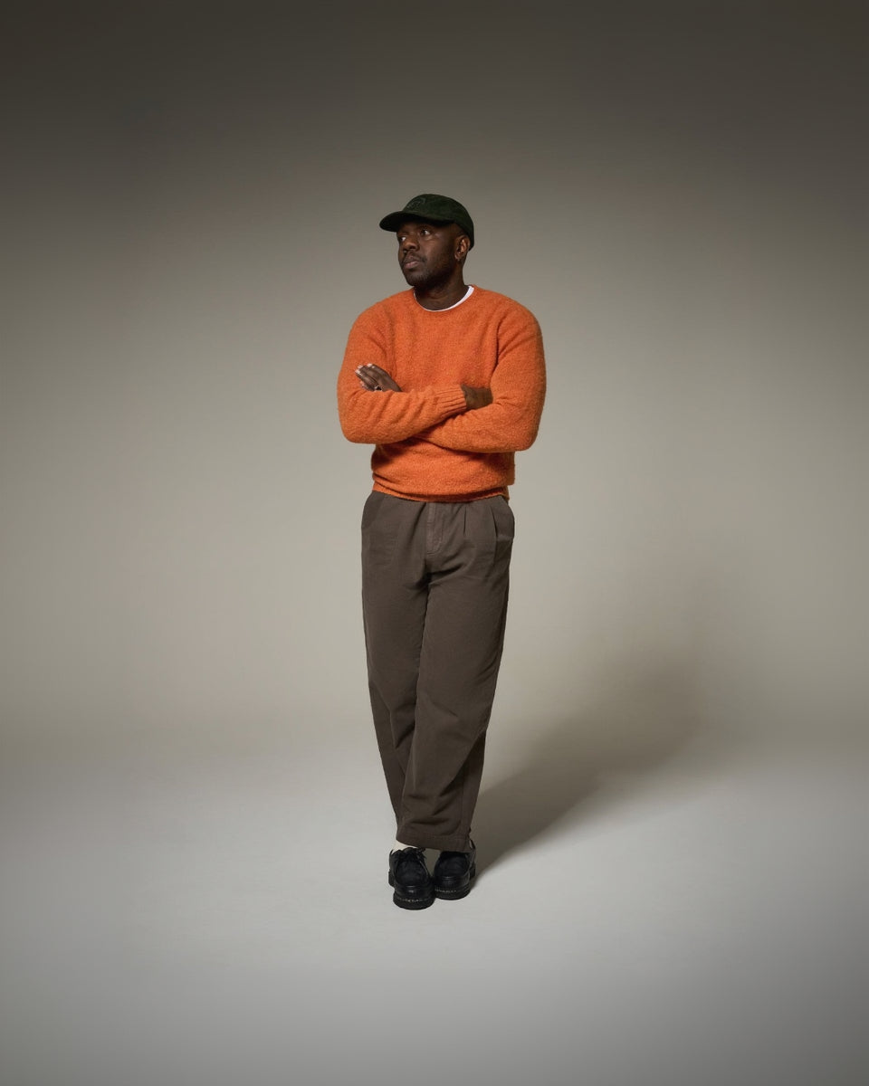 Men's Oxford Brushed Lambswool Jumper Burnt Orange