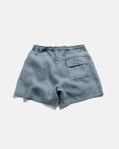 Shelter Camp Shorts Blue Linen Twill