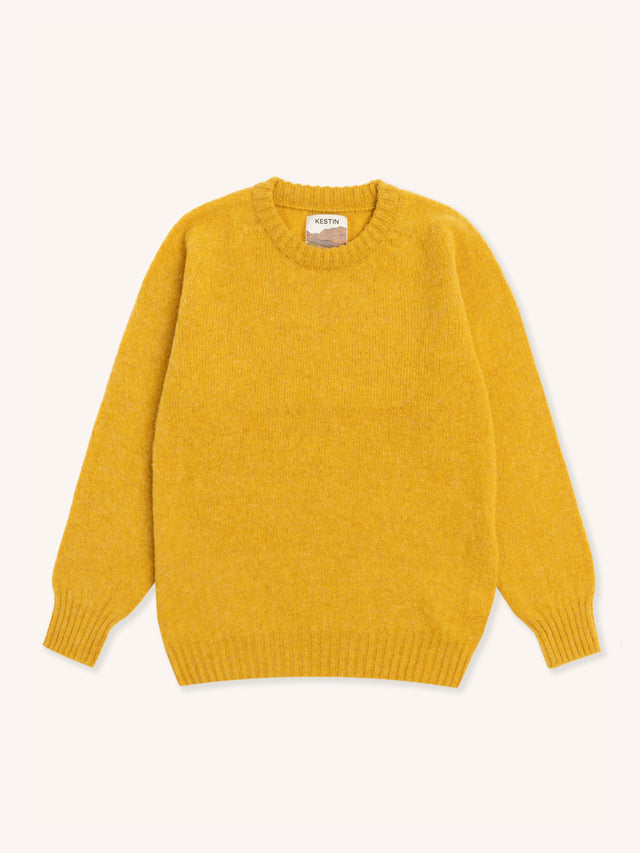 Brushed Shetland Crew in Nugget Lambswool