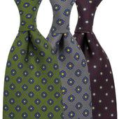 3x Shibumi Flower Printed Silk Ties Colors Selectable