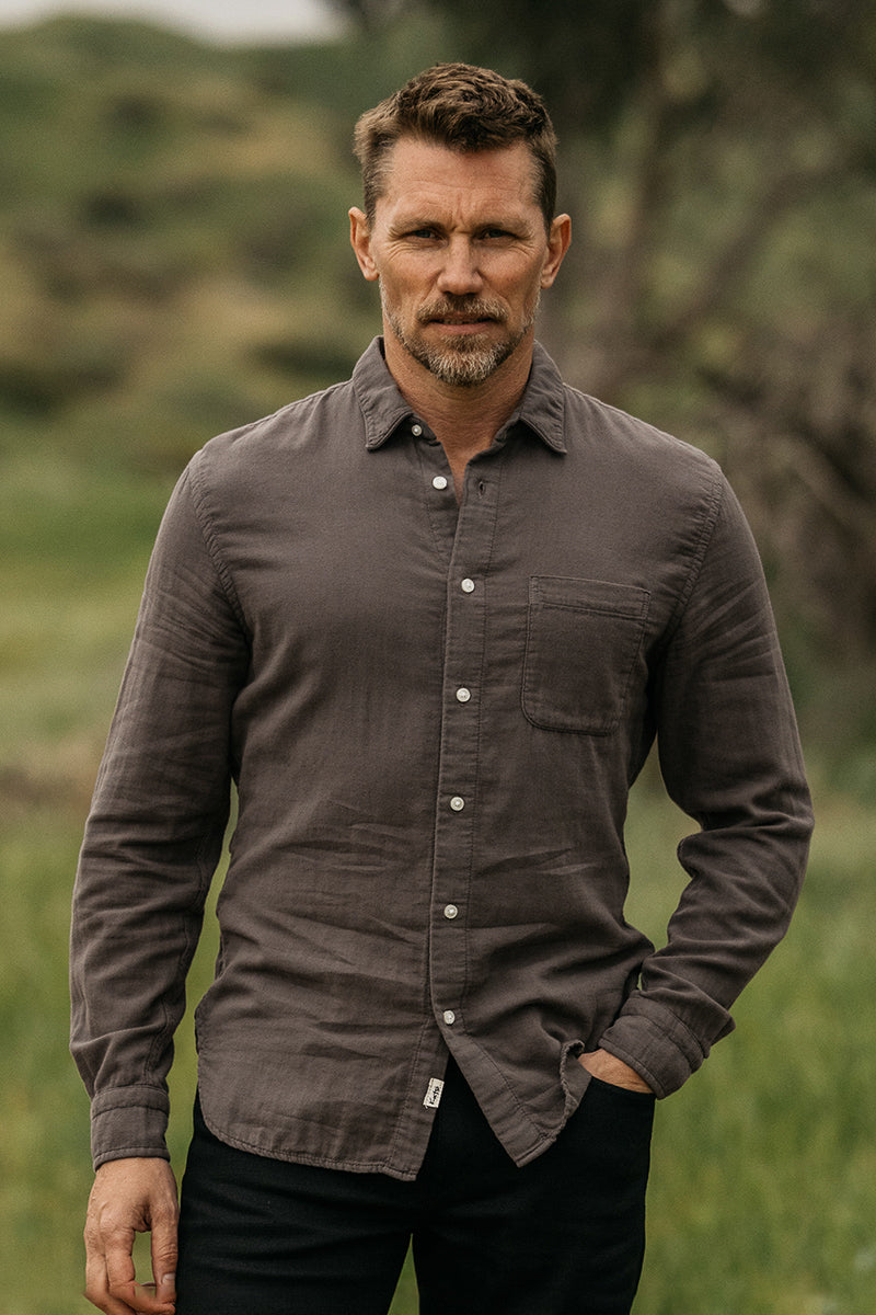 The Ripper Double Gauze Organic Cotton Shirt - Charcoal - XXL
