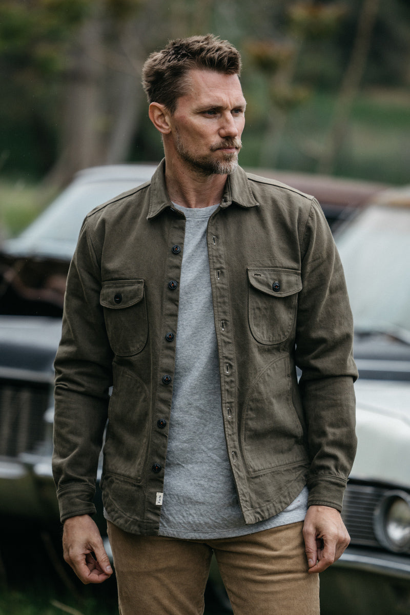 The Anvil Natural Slub - Military Green 14oz Selvedge - XXL