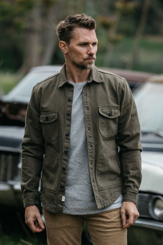 The Anvil Natural Slub - Military Green 14oz Selvedge - XXL