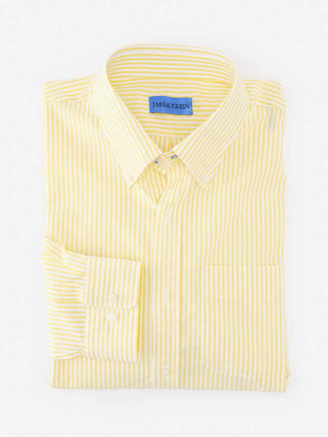 Yellow/White Bengal Stripe Belvedere Cotton Shirt | Men's Shirts | J.McLaughlin