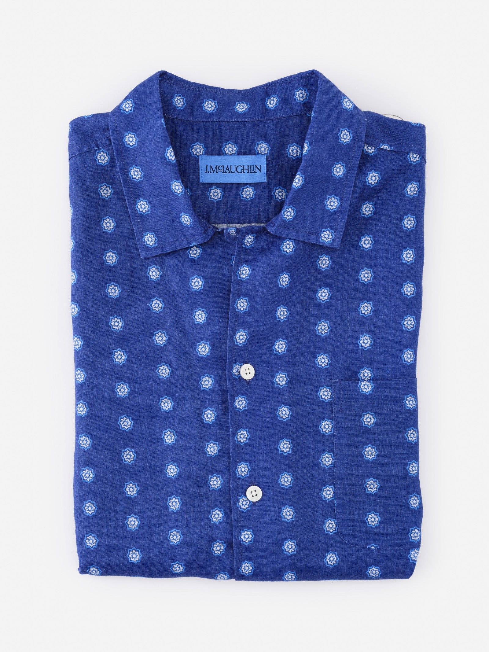 White Blue Castine Bandana Geo Montauk Linen Shirt Men S Shirts J Mclaughlin