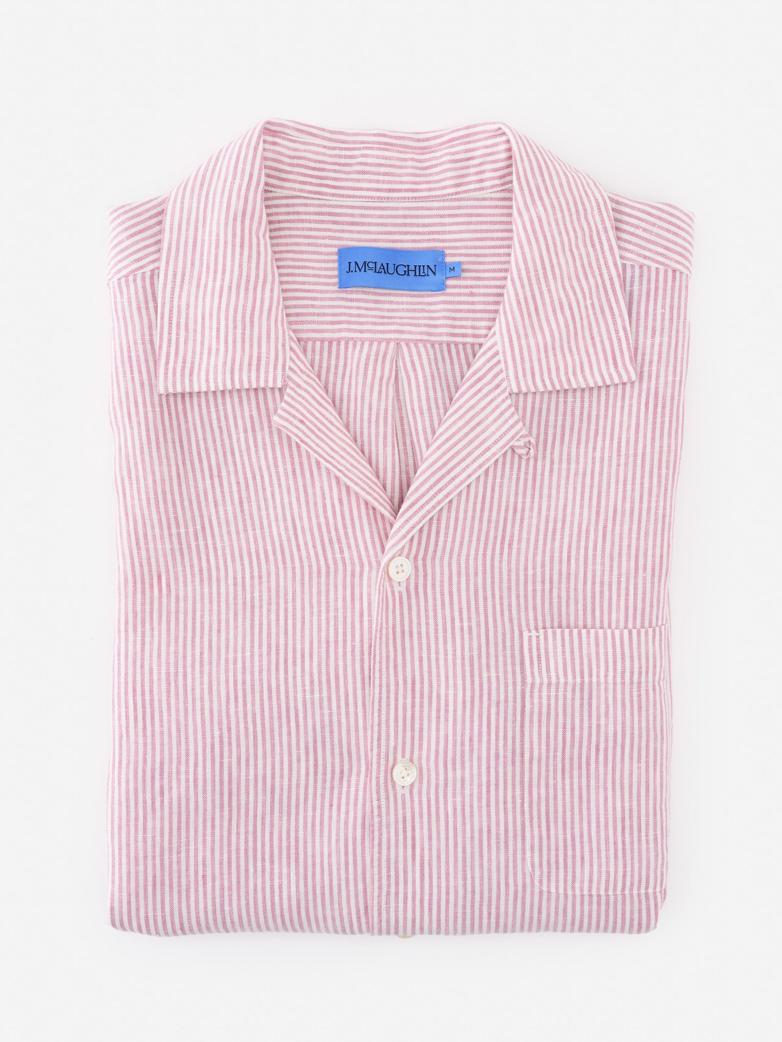 Maroon White University Stripe Montauk Linen Shirt Men S Shirts J Mclaughlin