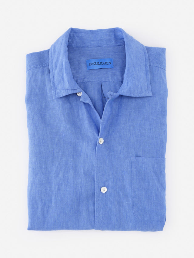 French_Blue Solid Montauk Linen Shirt | Men's Shirts | J.McLaughlin