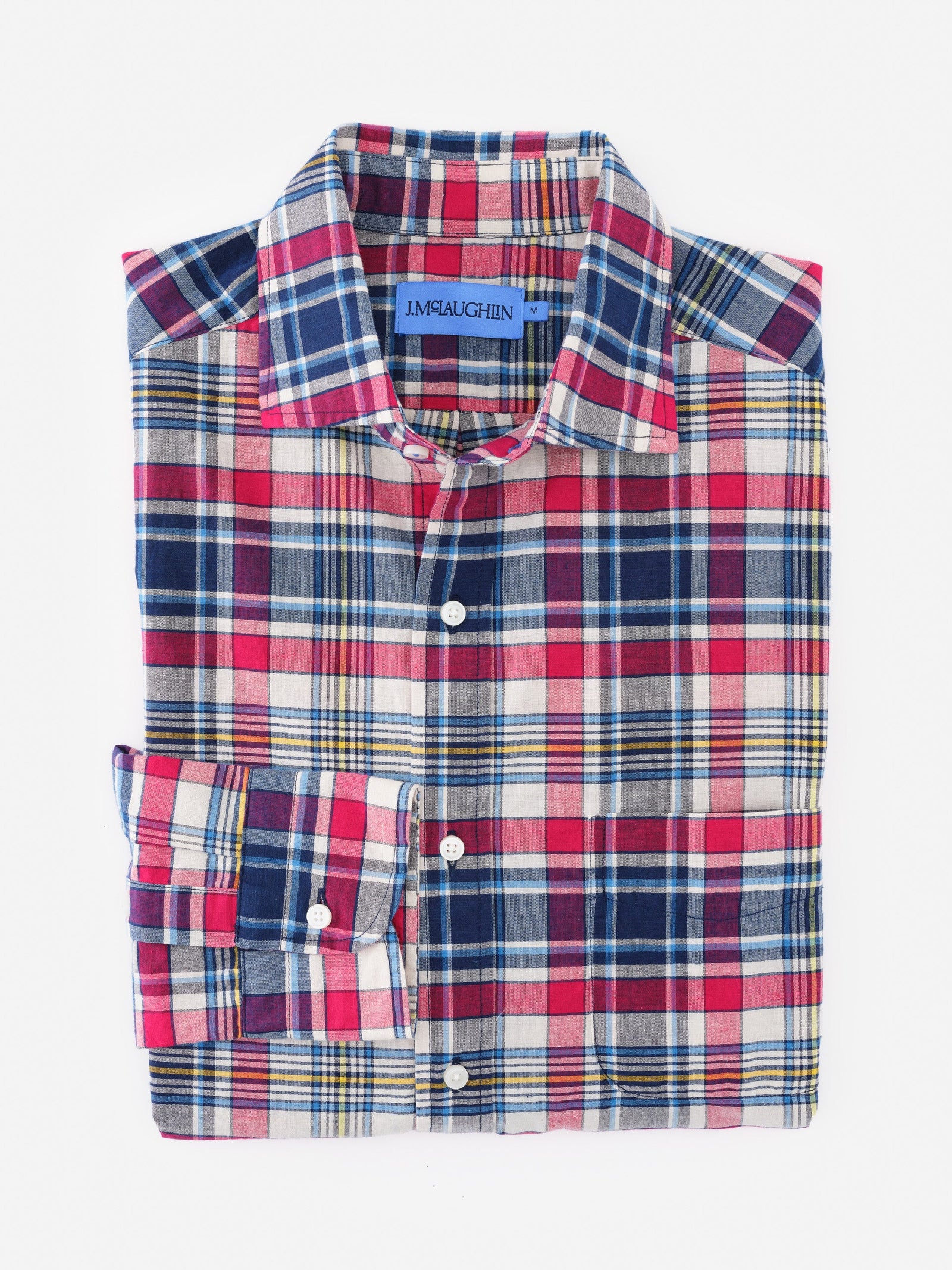 Blue Red Plaid Gramercy Cotton Shirt Men S Shirts J Mclaughlin