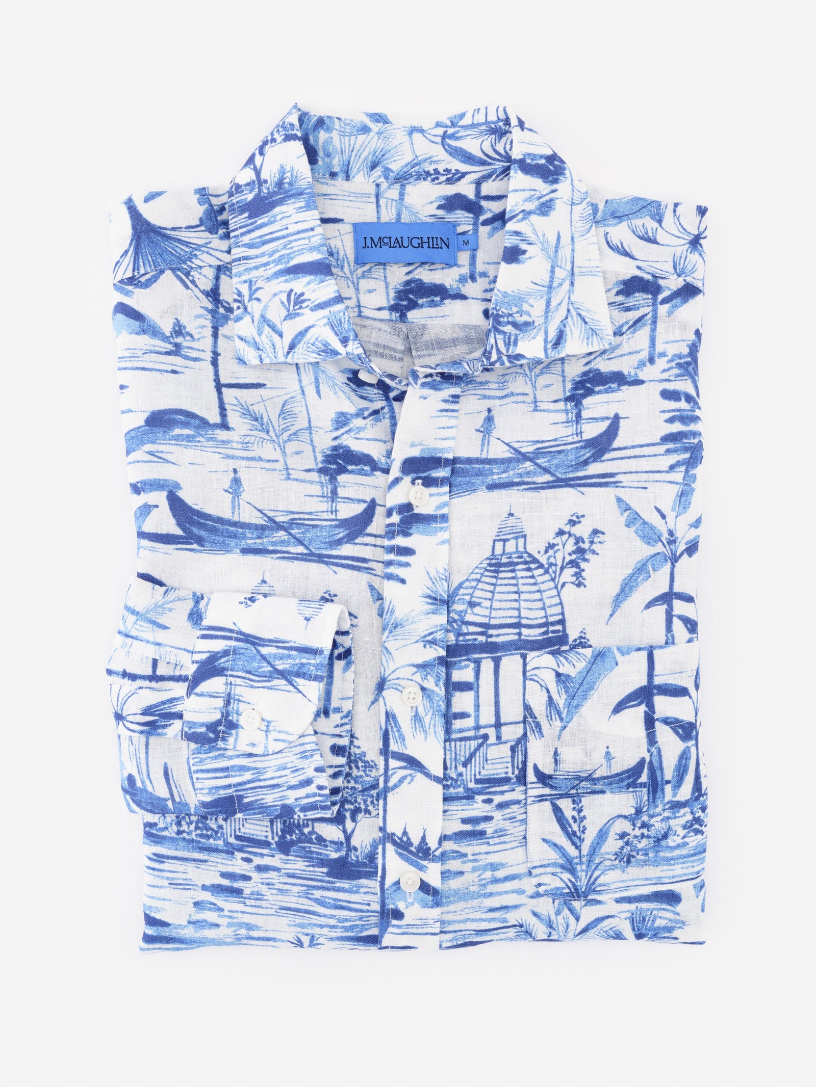Off White Navy Mini Seaforth Gramercy Linen Shirt Men S Shirts J Mclaughlin