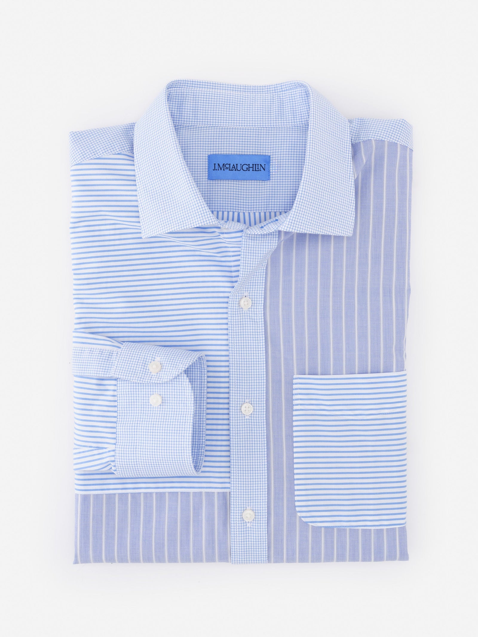 White Patchwork Gramercy Cotton Shirt Men S Shirts J Mclaughlin