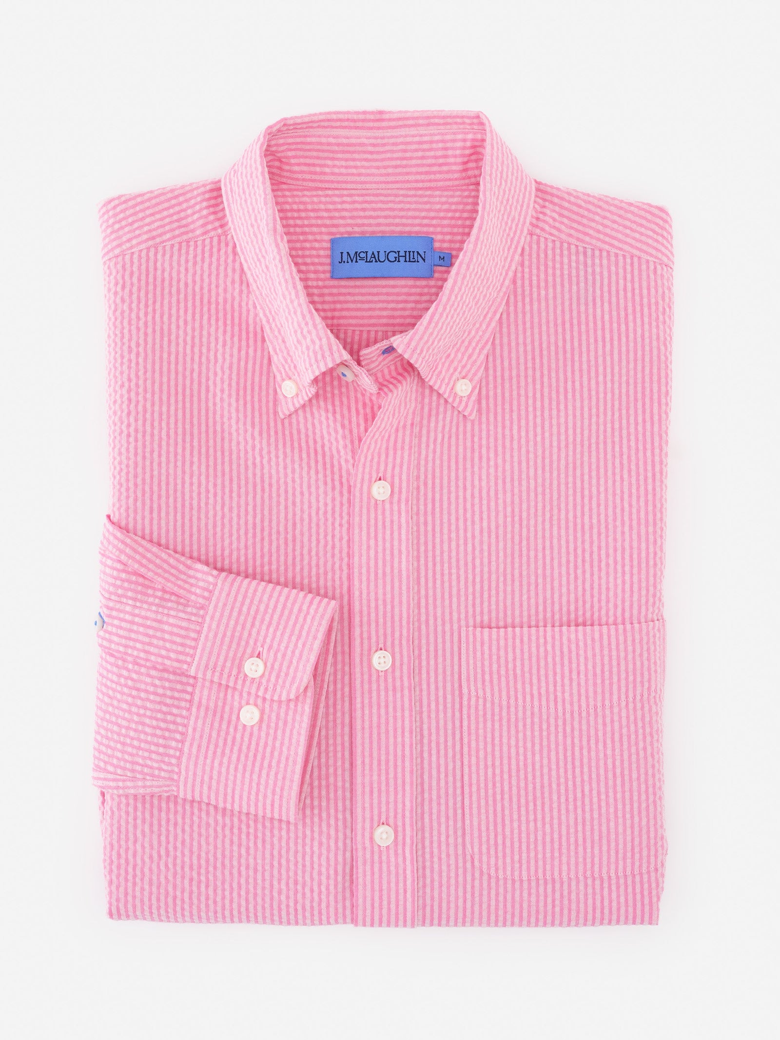 Pink Stripe Belvedere Cotton Seersucker Shirt Men S Shirts J Mclaughlin